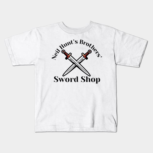 Neil Hunt’s Sword Shop Athletico Mince Kids T-Shirt by mywanderings